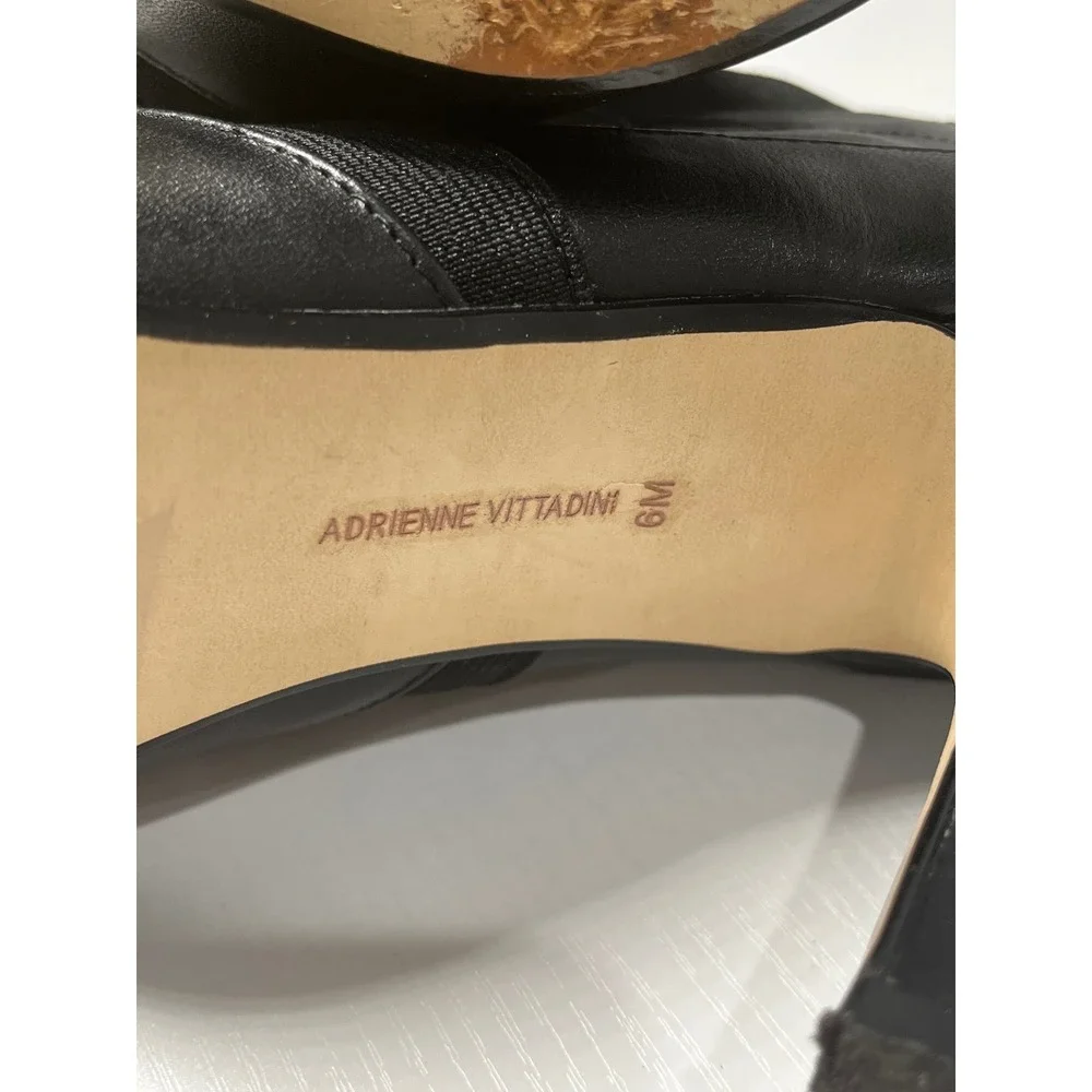 Adrienne Vittadini Black Leather Peep Toe Stiletto Booties‎ Heels Size 6M